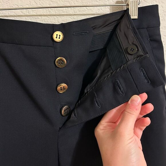 Prada Stretch Wool Trousers with Sailor Button Detail in Black, Size 44 (US 8) - Picture 9 of 11